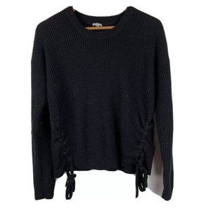 Charlotte Russe Womens Size Large Side Tassel Tie Thick Knit Sweater Solid Black